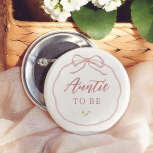 Tante Wordt Je Wildflower Coquette Baby Shower Ronde Button 5,7 Cm
