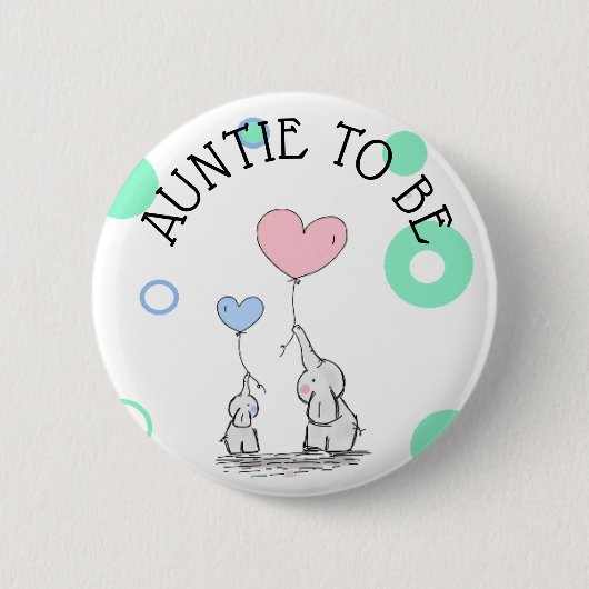 Tante wordt olifant Baby shower Button (Voorkant)