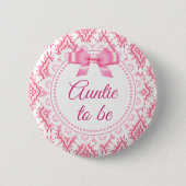 Tante wordt Pink Bow Lacey Baby shower Button (Voorkant)