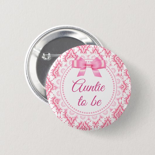 Tante wordt Pink Bow Lacey Baby shower Button (Voorkant /achterkant)