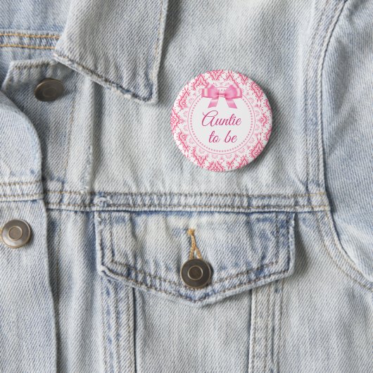 Tante wordt Pink Bow Lacey Baby shower Button (In situ)