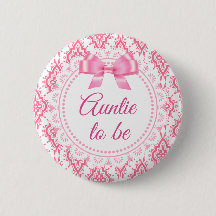 Tante wordt Pink Bow Lacey Baby shower Button