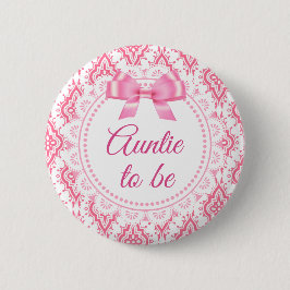 Tante wordt Pink Bow Lacey Baby shower Button