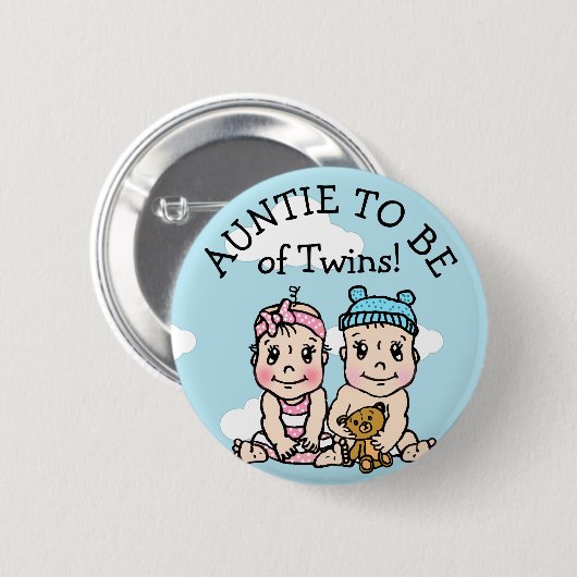 Tante wordt van tweeling, Baby shower Button (Voorkant /achterkant)