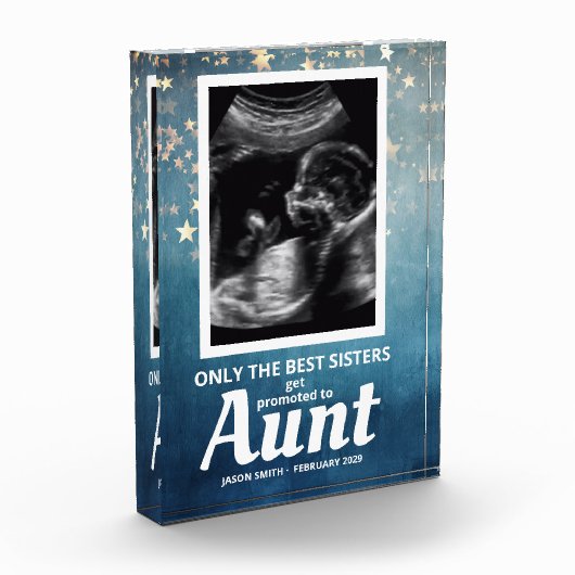 Tante zwangerschap aankondiging baby jongen echo fotoblokken (Links)