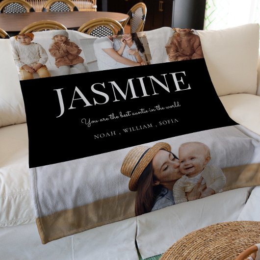 Tante zwart-wit moden typografie 4 foto fleece deken