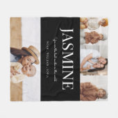 Tante zwart-wit moden typografie 4 foto fleece deken (Voorkant (Horizontaal))