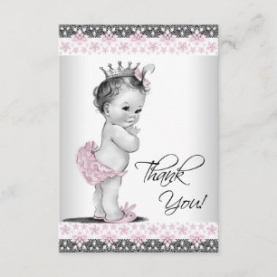 Tantekaart voor Vintage Princess Baby Shower Bedankkaart