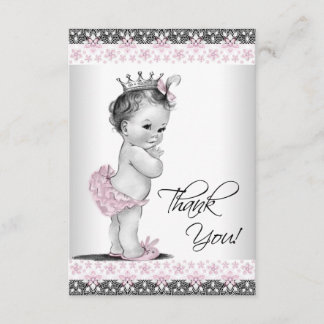 Tantekaart voor Vintage Princess Baby Shower Bedankkaart