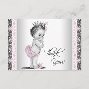 Tantekaart voor Vintage Princess Baby Shower Bedankkaart