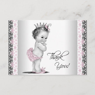 Tantekaart voor Vintage Princess Baby Shower Bedankkaart