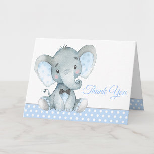 Tantekaarten voor babyfeestje olifant jongetje bedankkaart