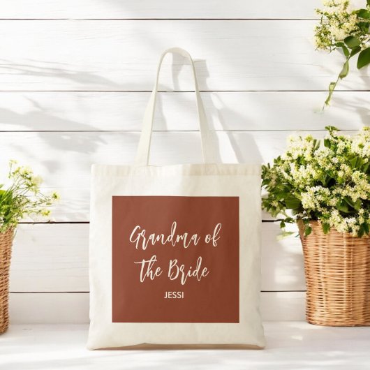 Tantekoffer terracotta bruin van de bruid tote bag