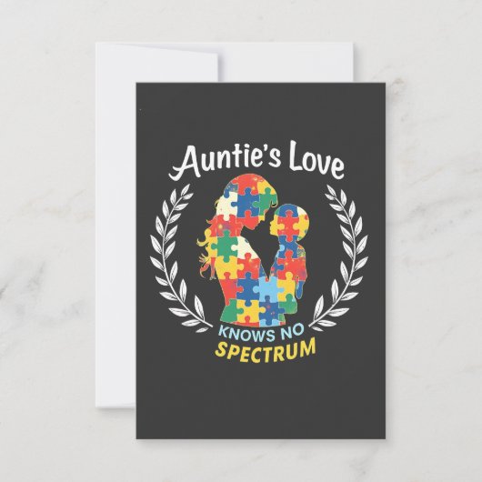 Tante's liefde heeft geen spectrum autisme bewustz bedankkaart (Voorkant)