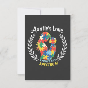 Tante's liefde heeft geen spectrum autisme bewustz bedankkaart