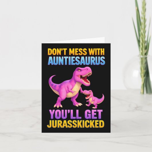 Tantesaurus Moederdag Tante Auntiesaurus Rex Dino Kaart (Voorkant)