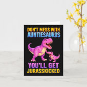 Tantesaurus Moederdag Tante Auntiesaurus Rex Dino Kaart (Gele Bloem)