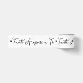 'Tanti Auguri a Te' Zwarte Script op Wit Grosgrain Lint (Voorkant)