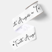 'Tanti Auguri a Te' Zwarte Script op Wit Grosgrain Lint (Achterkant)