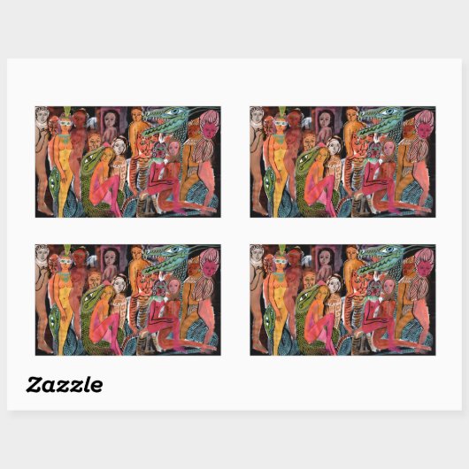 Tantrisch carnaval rechthoekige sticker (Vel)