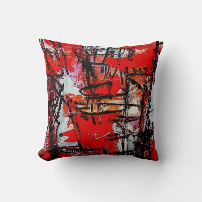 Tantrum-Red Abstract expressionist-Sierkussen Kussen (Voorkant)