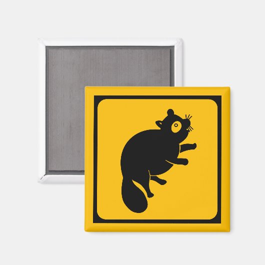 Tanuki Crossing! Japans verkeersbord Magneet (Voorkant / Achterkant)