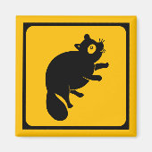 Tanuki Crossing! Japans verkeersbord Magneet (Voorkant)