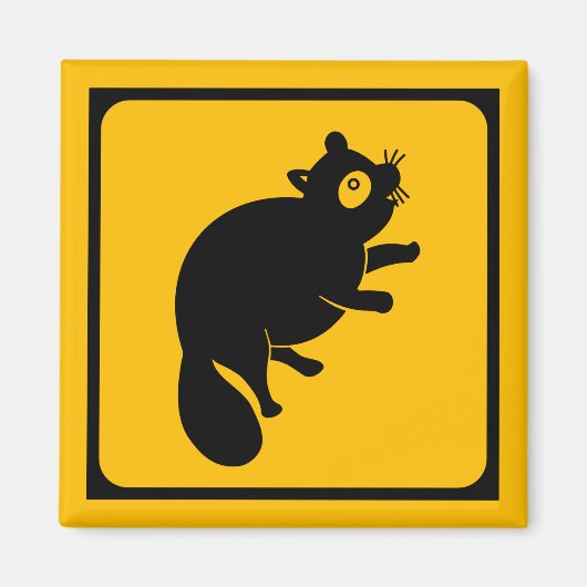 Tanuki Crossing! Japans verkeersbord Magneet (Voorkant)
