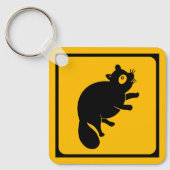 Tanuki Crossing! Japans verkeersbord Sleutelhanger (Voorkant)