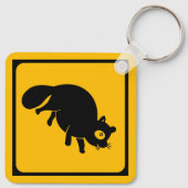 Tanuki Crossing! Japans verkeersbord Sleutelhanger (Achterkant)