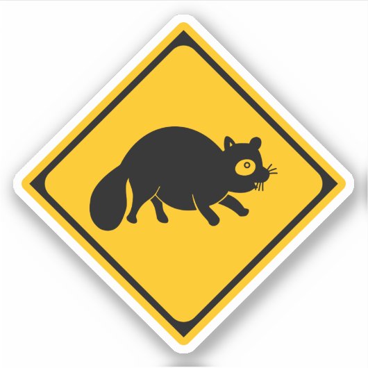 Tanuki Crossing! Japans verkeersbord Sticker (Voorkant)