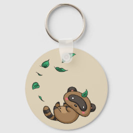 Tanuki en bladeren sleutelhanger