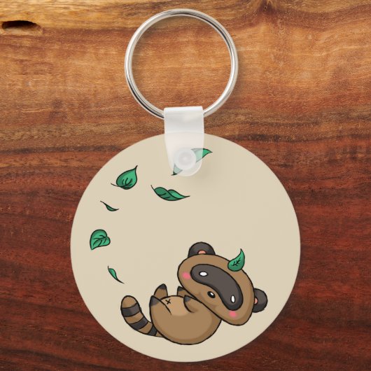 Tanuki en bladeren sleutelhanger (Voorkant)