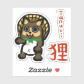 Tanuki met Kanji Sticker (Vel)