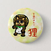 Tanuki met Kanji Sticker Ronde Button 5,7 Cm (Voorkant)