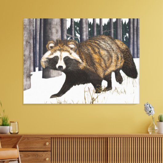 Tanuki - Raccoon Dog Canvas Afdruk (Insitu (Woonkamer))