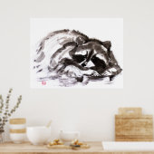 Tanuki sumie schilderij poster (Keuken)