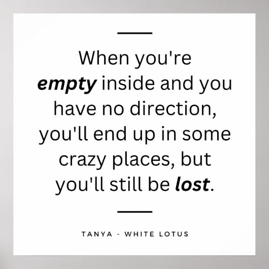 Tanya McQuoid Quote uit White Poster (Voorkant)