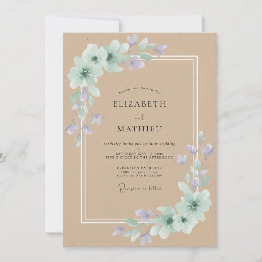 Tanzachte Paarse Bloem Wedding Kaart (Voorkant)