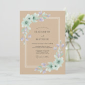 Tanzachte Paarse Bloem Wedding Kaart (Staand voorkant)
