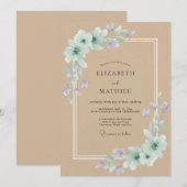 Tanzachte Paarse Bloem Wedding Kaart (Voorkant / Achterkant)