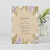 Tanzan Lilac Bloesem Bruiloft Kaart (Staand voorkant)