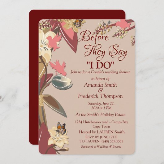 Tanzan, Marsala-wijn - een twist van Roze Trouw Sh Kaart (Voorkant / Achterkant)