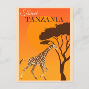 Tanzania Africa Giraffe Travel Briefkaart