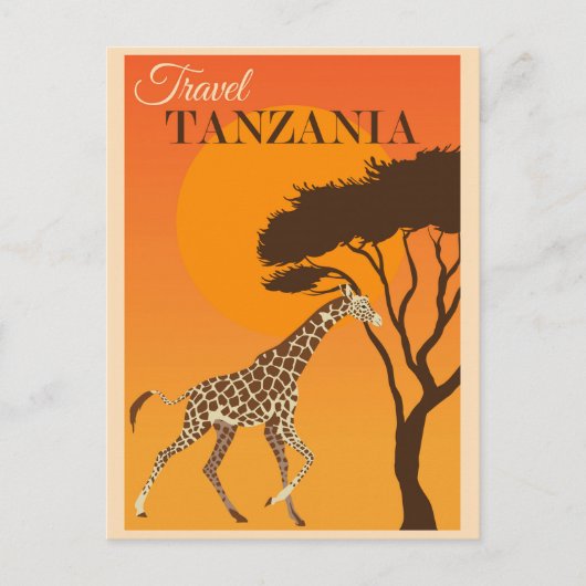  Tanzania Africa Giraffe Travel Briefkaart (Voorkant)