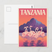  Tanzania Afrika Flamingo Mountain Travel Briefkaart (Voorkant / Achterkant)