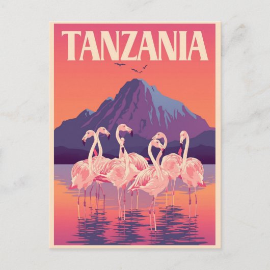  Tanzania Afrika Flamingo Mountain Travel Briefkaart (Voorkant)