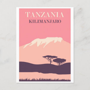  Tanzania Afrika Mount Kilimanjaro Pink Briefkaart
