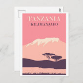  Tanzania Afrika Mount Kilimanjaro Pink Briefkaart (Voorkant / Achterkant)