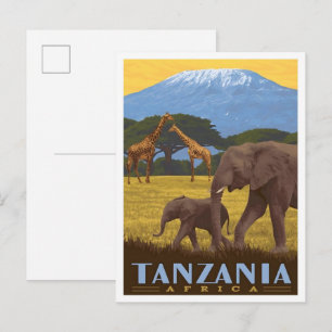 Tanzania Afrika Reisreproducties  Briefkaart